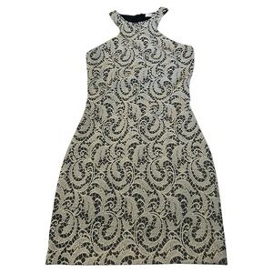 Parker NWT cream lace black bodycon mini dress racerback